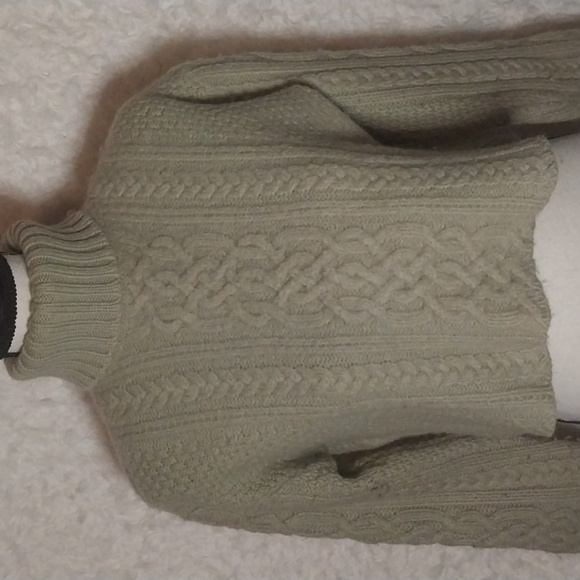 Paul James 100% Wool Cropped Fisherman’s Knit Turtleneck Sweater Size M - Picture 2 of 8